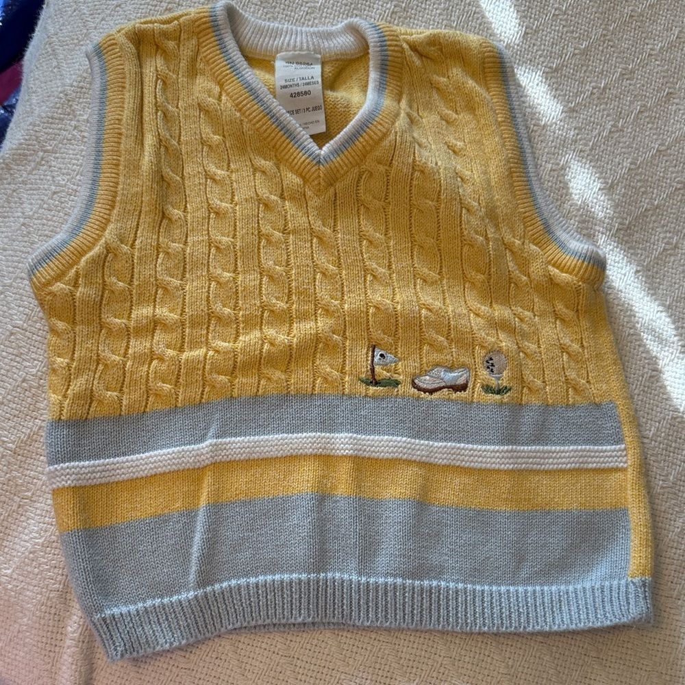 Yellow and Gray Kids Polo Sweater Vest